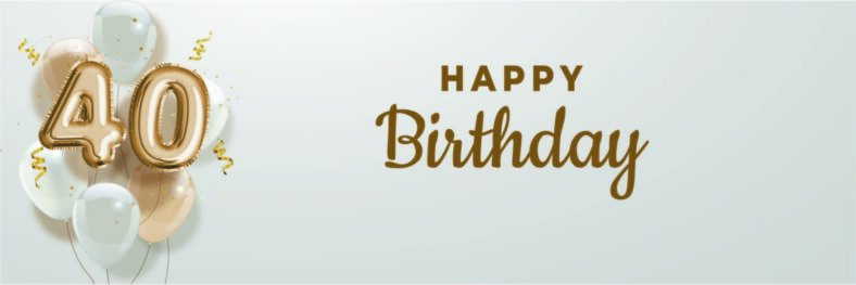 40th Gold Birthday Banner