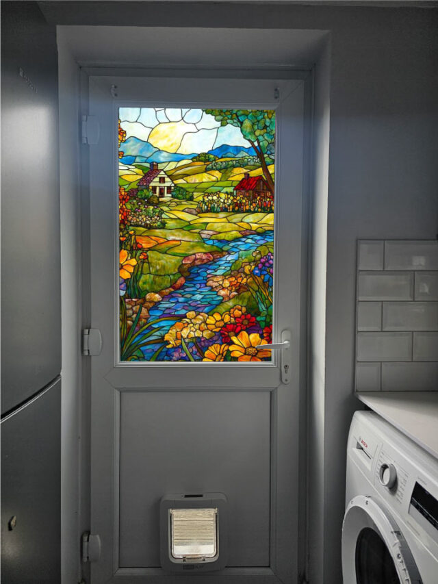 Cottage & River Stained Glass Window Film