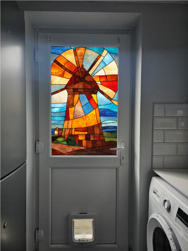 Windmill Stained Glass Window Film