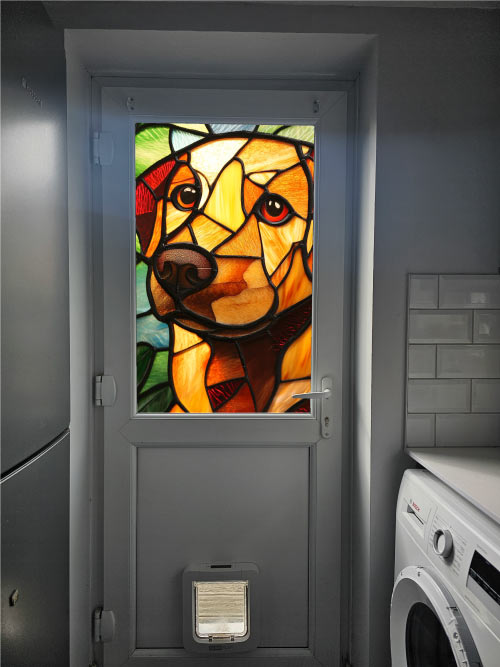 Labrador Dog Stained Glass Window Film