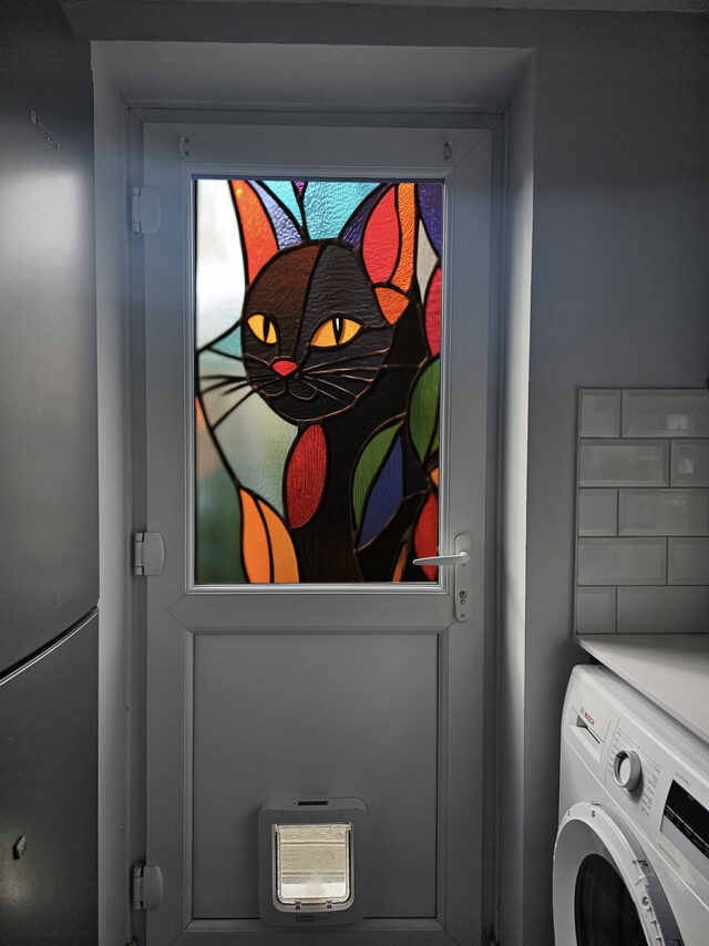 Black Cat Stained Glass Window Film