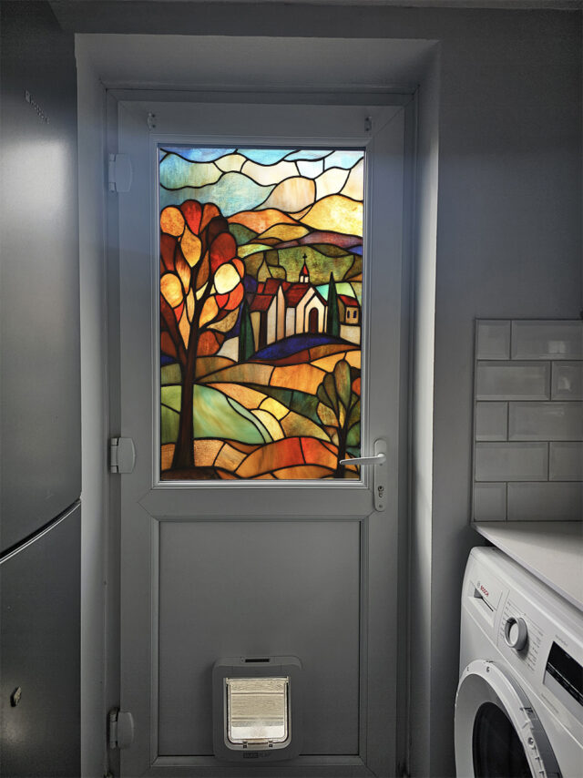 Church Landscape Stained Glass Window Film