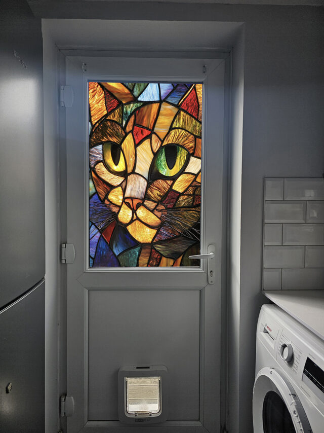 Colourful Cat 2 Stained Glass Window Film