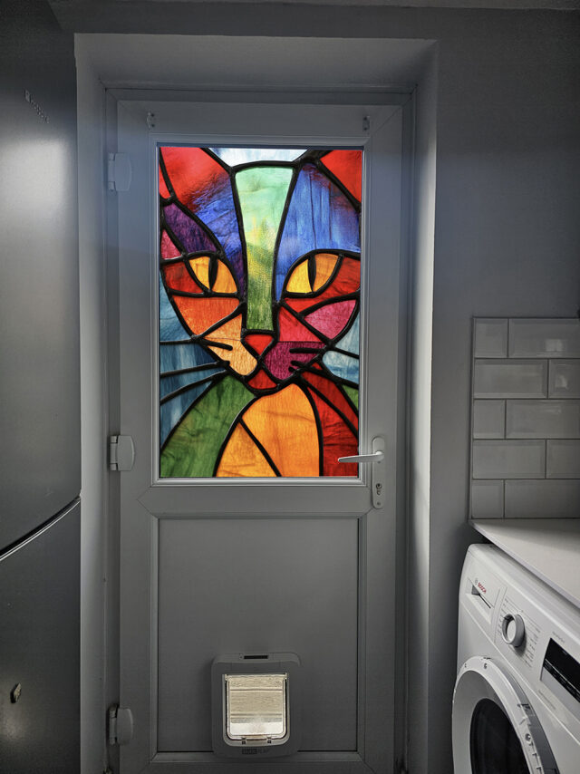 Colourful Cat 3 Stained Glass Window Film