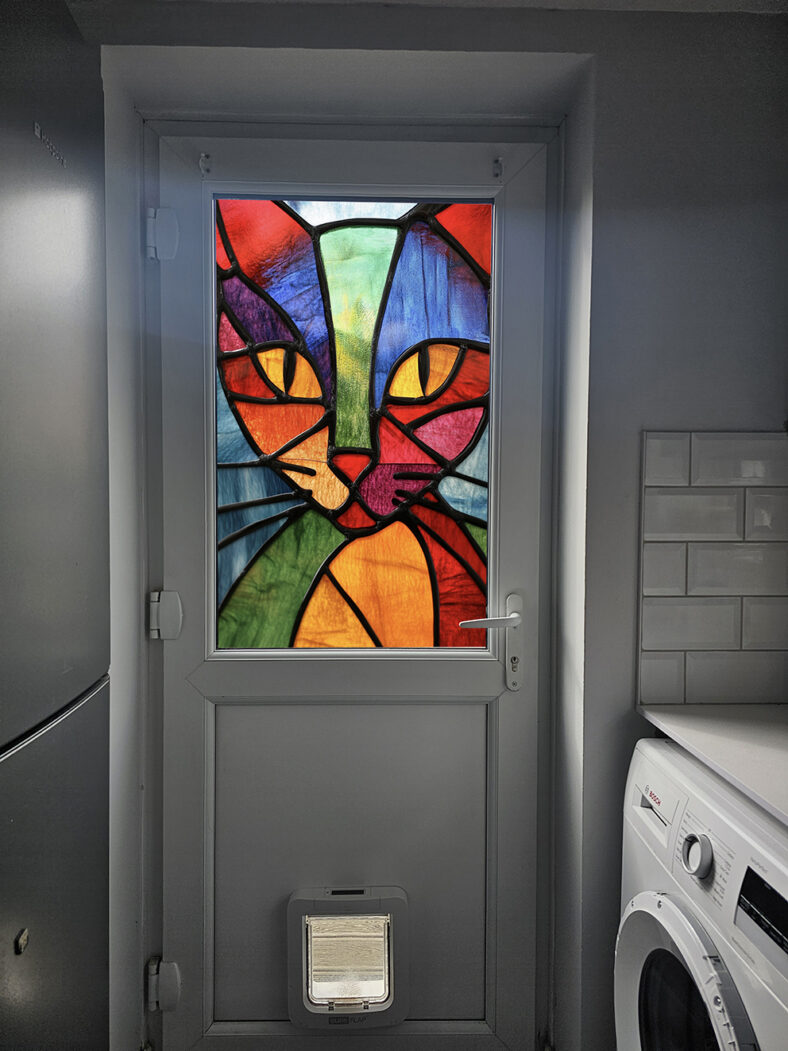 Colourful Cat 3 Stained Glass Window Film
