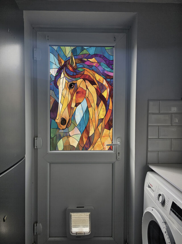 Colourful Horse Stained Glass Window Film