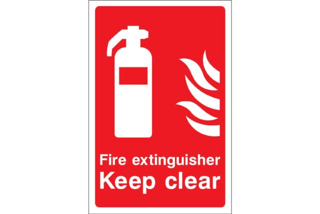 Fire extinguisher keep clear