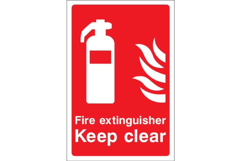 Fire extinguisher keep clear