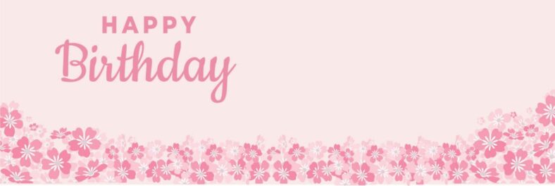 Pink Flowers Birthday Banner