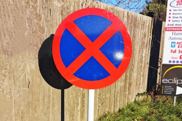 No Stopping Road sign