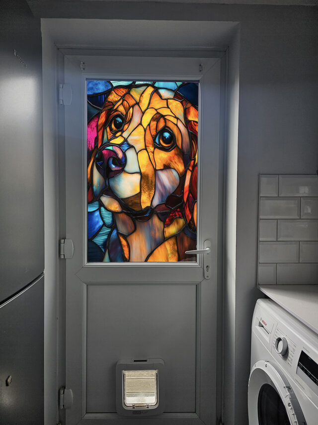 Golden Labrador Stained Glass Window Film