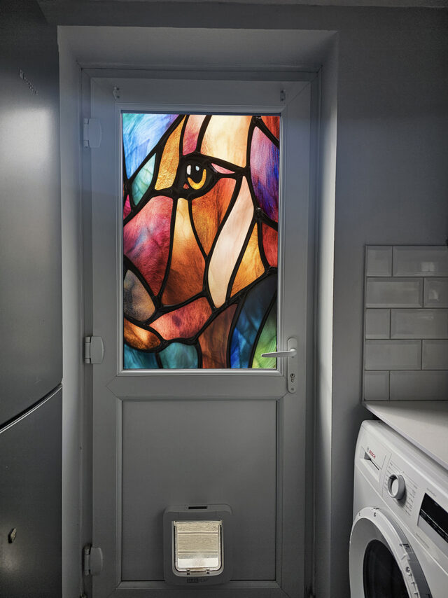 Colourful Dog Stained Glass Window Film