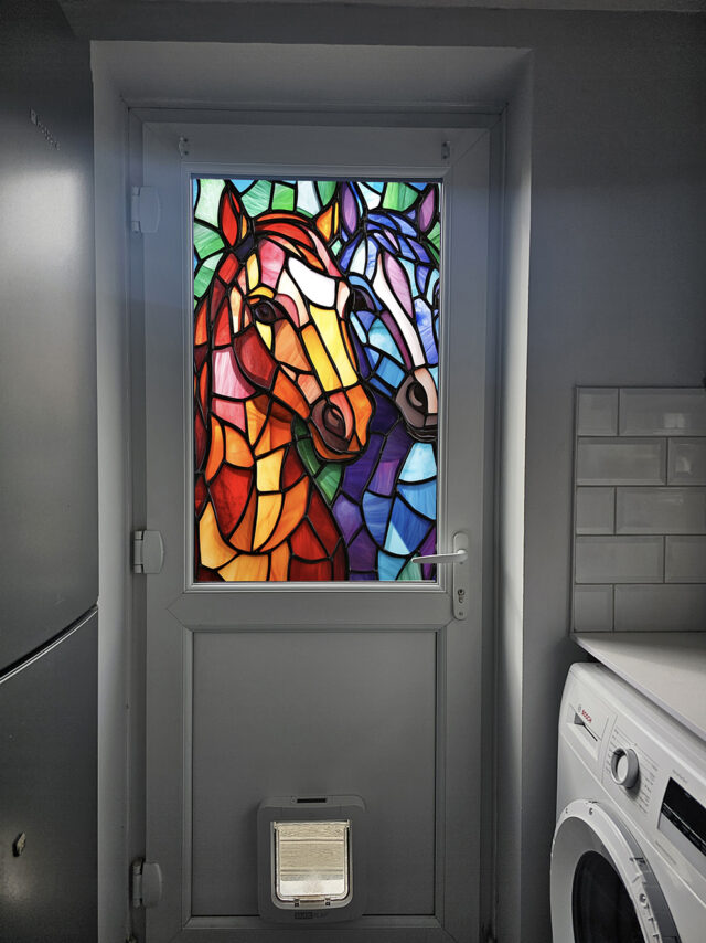 Pair of Horses 1 Stained Glass Window Film