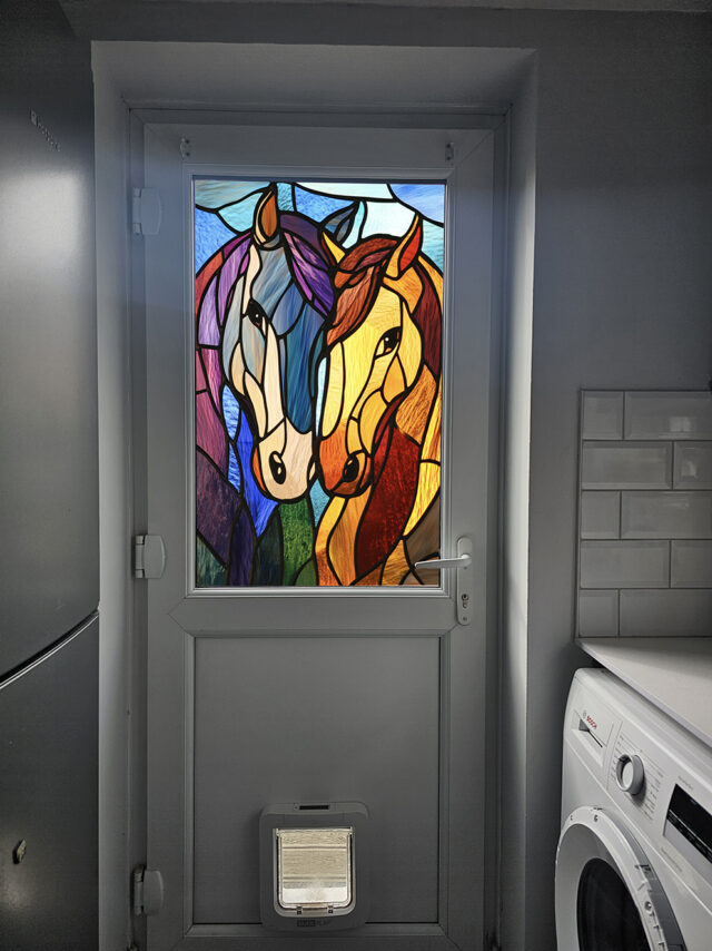 Pair of Horses 3 Stained Glass Window Film