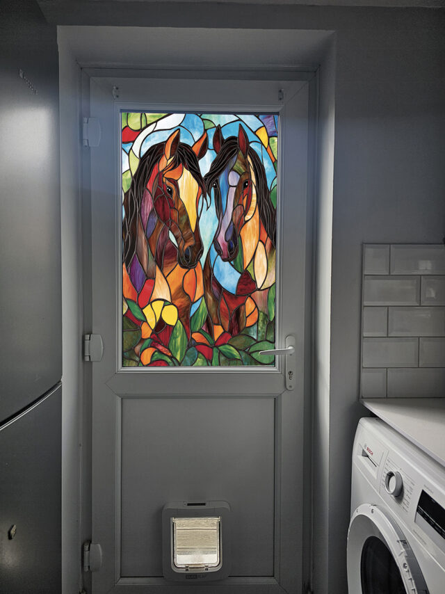 Pair of Horses 5 Stained Glass Window Film