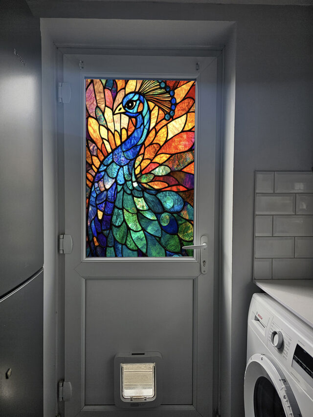 Peacock 2 Stained Glass Window Film