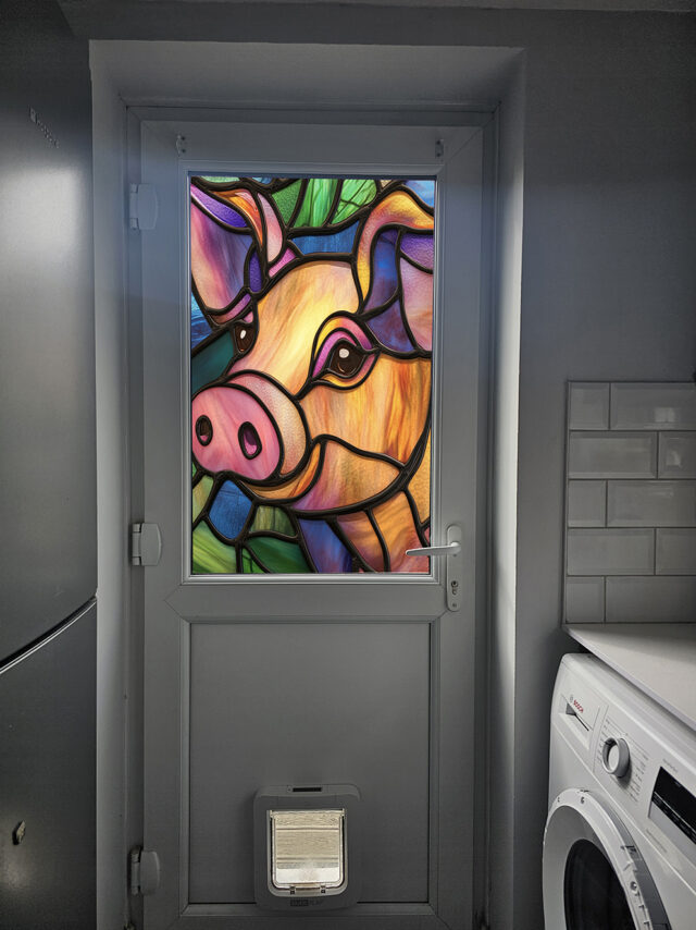 Colourful Pig 2 Stained Glass Window Film