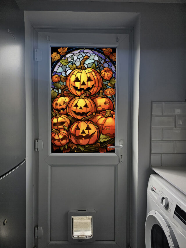 Halloween Pumpkin Stained Glass Window Film
