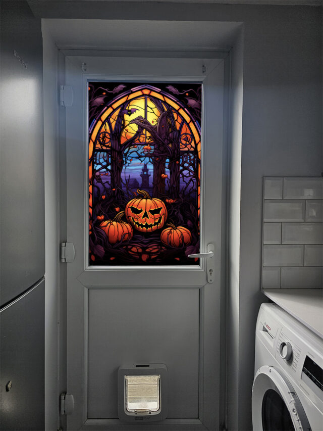 Spooky Pumpkins Stained Glass Window Film