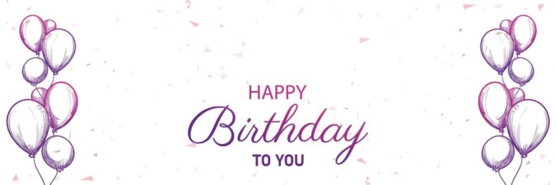 Drawn Purple Balloon Birthday Banner