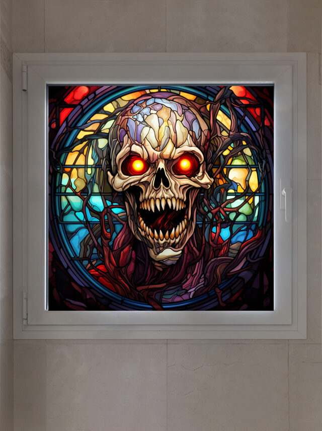 Halloween Skull Stained Glass Window Film
