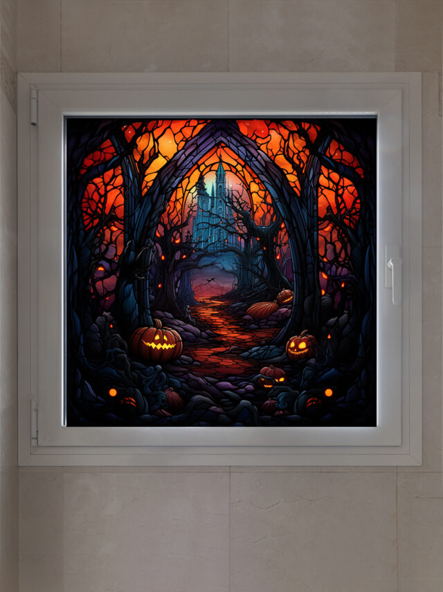 Halloween Castle Stained Glass Window Film