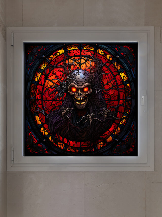 Skeleton Spooky Stained Glass Window Film