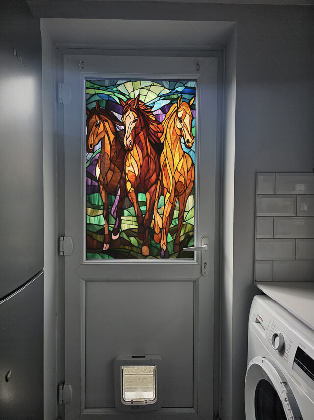 Trio of Horses Stained Glass Window Film