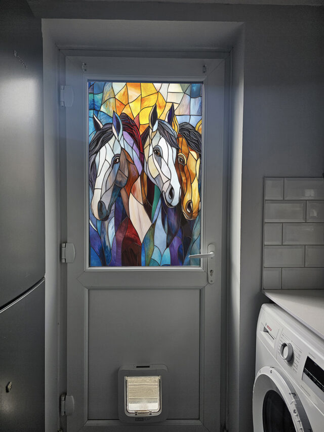 Trio of Horses 2 Stained Glass Window Film