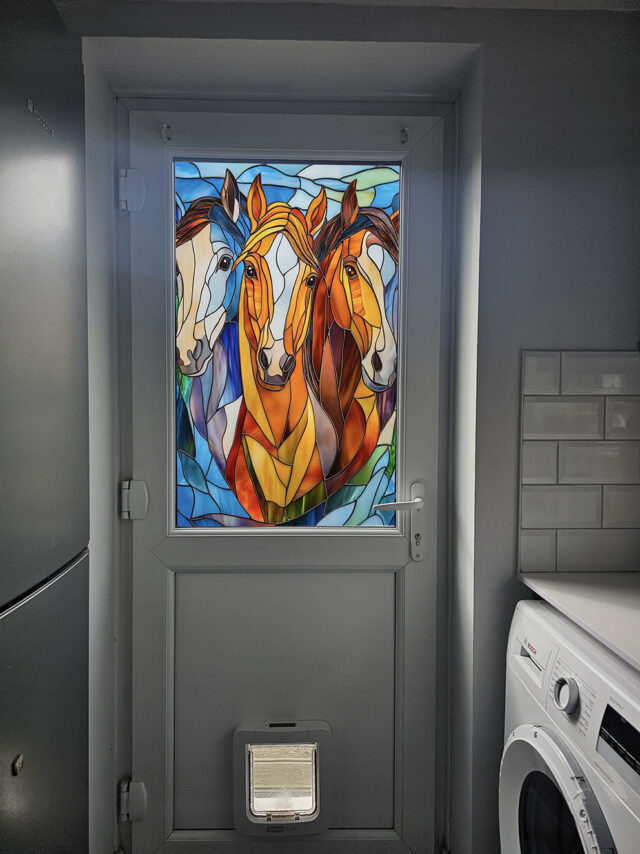 Trio of Horses 3 Stained Glass Window Film