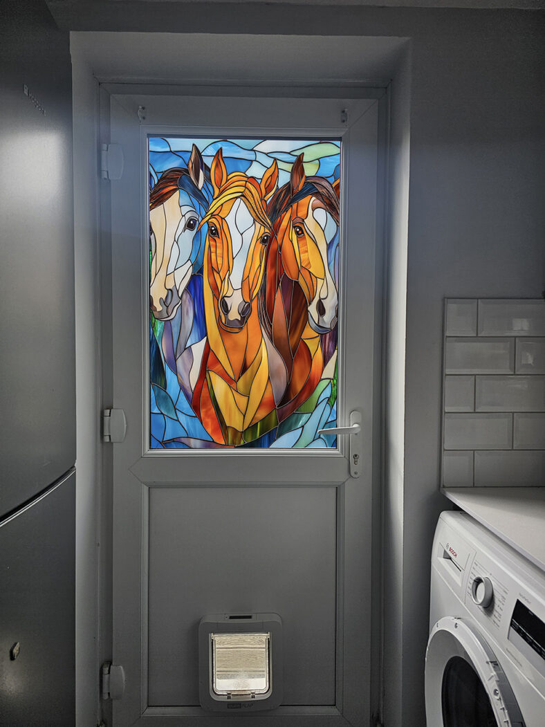Trio of Horses 3 Stained Glass Window Film