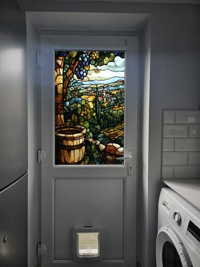 Tuscan Landscape Stained Glass Window Film