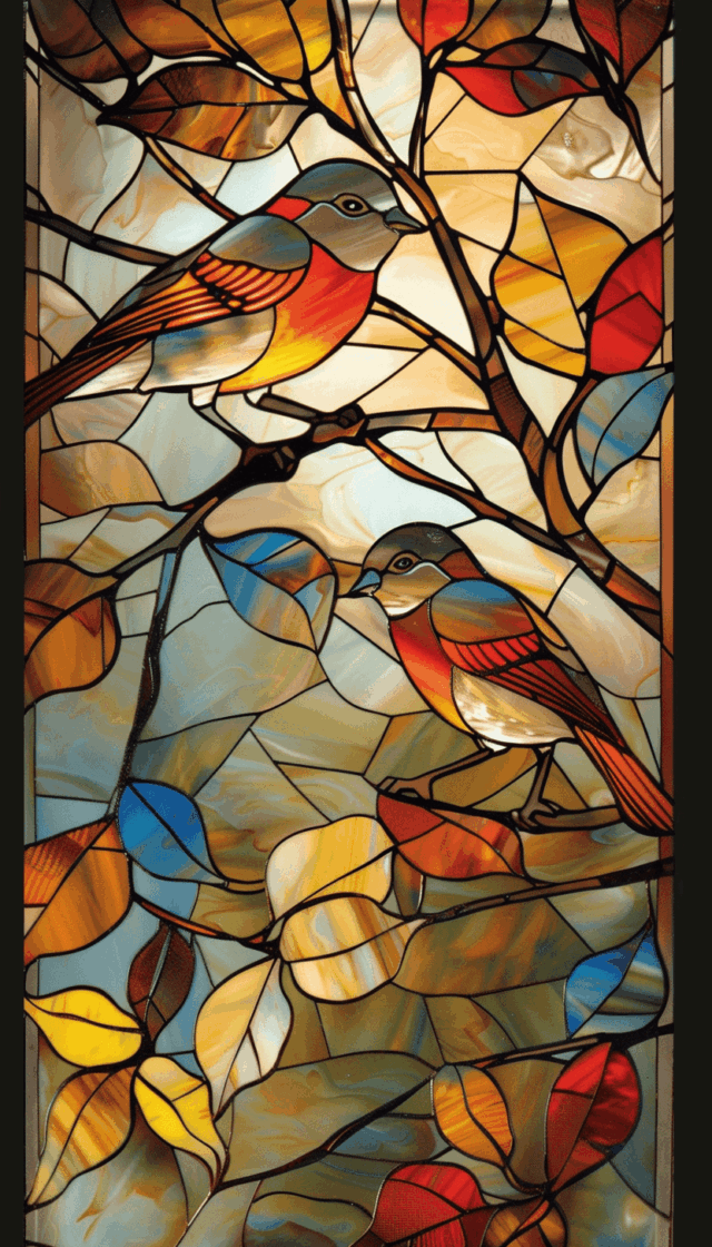 Autumn Waves Stained Glass Window Film - Image 3